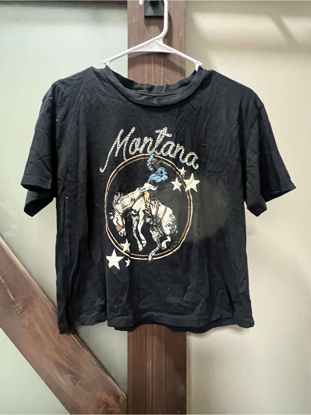 Montana Graphic Black Crop Top Tee